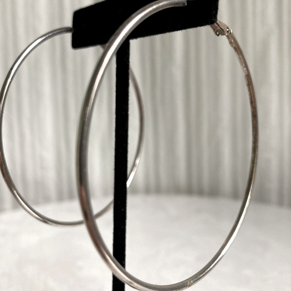 Sterling Silver Vintage Hollow Hoop Earrings